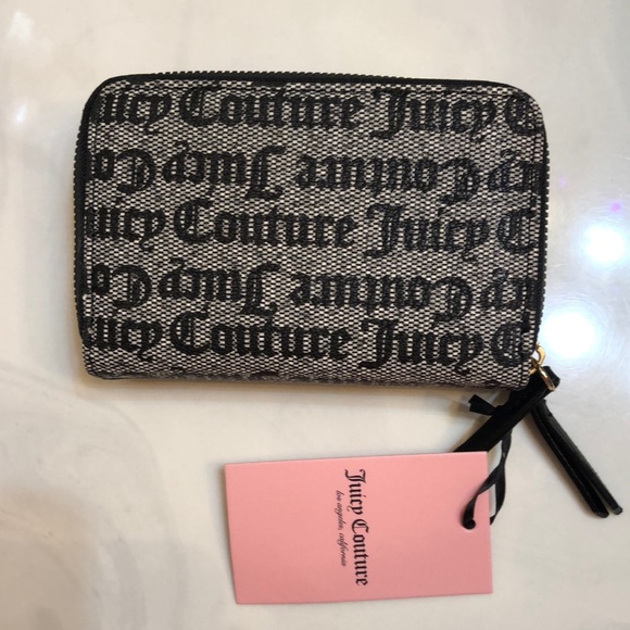 Juicy Couture Black Beige Eastside Westside Double Medium Zip Around Wallet NWT - Picture 7 of 16